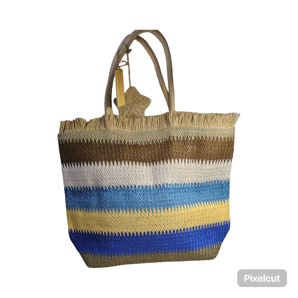 NWOT Vintage Havana Striped Raffia Tote Bag